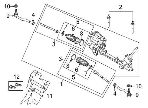 2013 Lincoln MKZ Steering Gear & Linkage Inner Tie Rod Diagram for DP5Z-3280-A