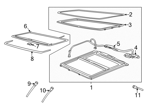 1999 Cadillac Seville Sunroof HANDLE, Roof Panel Diagram for 12374533