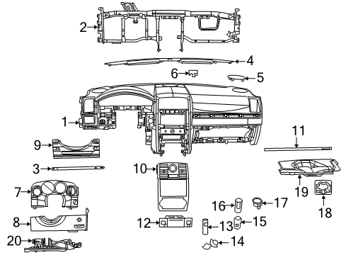2008 Dodge Magnum Instrument Panel Bracket-Floor Console Diagram for 4595990AE