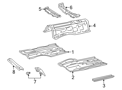 1999 Lexus GS300 Pillars, Rocker & Floor - Floor & Rails Reinforcement Sub-Assy, Front Floor Cross Member, RH Diagram for 57053-30012