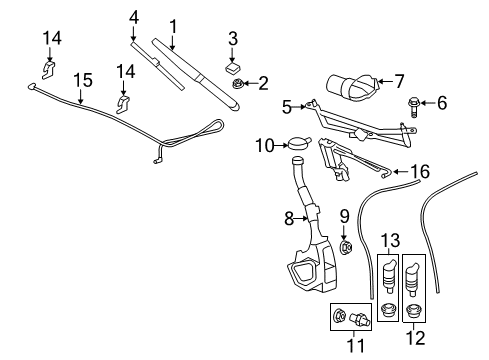 2009 Chevrolet Traverse Wiper & Washer Components Rear Blade Diagram for 20865139