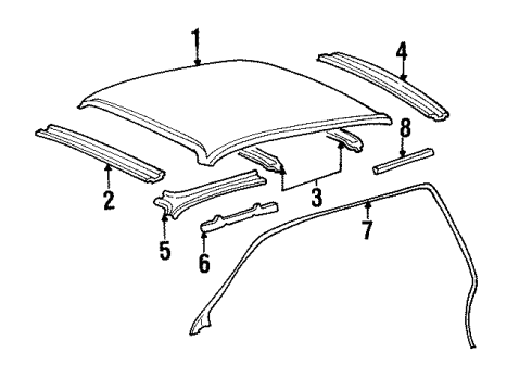2002 Lincoln Town Car Roof & Components, Exterior Trim Windshield Header Diagram for 3W1Z-5403408-AA