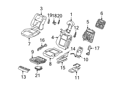 2003 Acura CL Front Seat Components Pad, Left Front Seat Cushion Diagram for 81532-S3M-A11