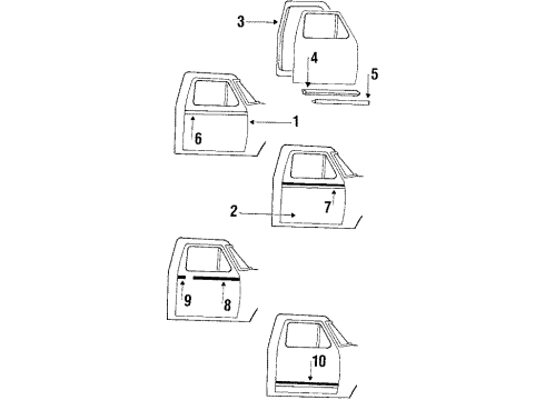 1986 Ford Bronco Door & Components, Moldings Weatherstrip Diagram for E9TZ-1520519-A