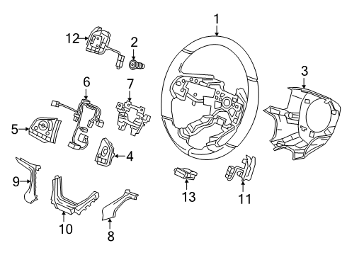 2021 Honda Odyssey Steering Column & Wheel, Steering Gear & Linkage Sub-Cord, Cable Reel Diagram for 77901-THR-A10