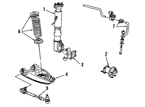 1996 Pontiac Bonneville Rear Suspension Components, Lower Control Arm, Ride Control, Stabilizer Bar Insulator-Rear Stabilizer Shaft Link Diagram for 25558121