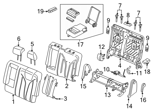 2019 Lincoln Nautilus Heated Seats Armrest Assembly Diagram for KA1Z-5867112-BB