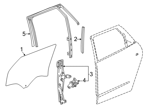 2021 Buick Enclave Rear Door Run Weatherstrip Diagram for 84361579