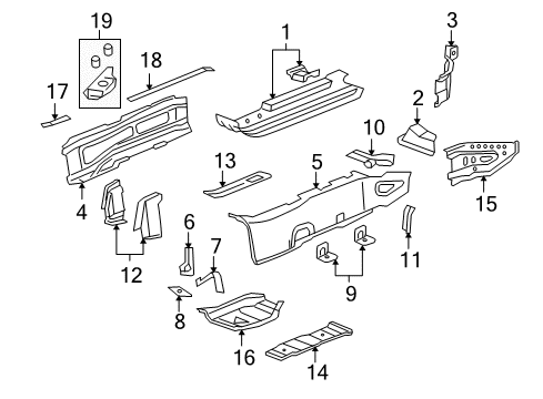 2009 Pontiac Solstice Floor Front Panel Diagram for 15878244