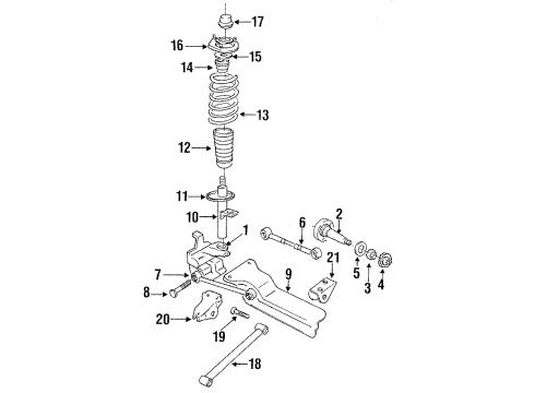1995 Dodge Intrepid Rear Suspension Components, Stabilizer Bar Nut-Hub And Bearing Diagram for 4616211