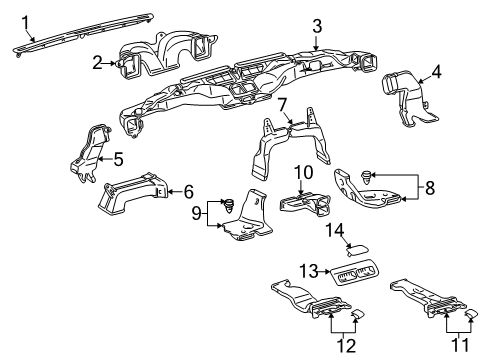 2015 Toyota Land Cruiser Ducts Duct, Heater To Register, Center Diagram for 55844-60220