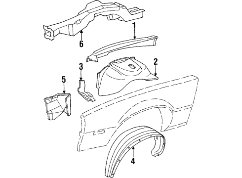 1988 Chevrolet Camaro Fender - Inner Components Liner-Front Wheelhouse Panel Diagram for 14064291