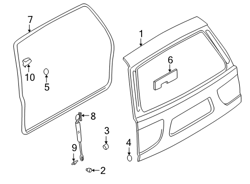 2001 Infiniti QX4 Lift Gate Door-Back Diagram for K0100-4W3MM