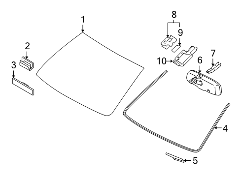 2011 Toyota Land Cruiser Windshield Glass Cover, Inner Rear View Mirror Stay Holder Diagram for 87818-60010