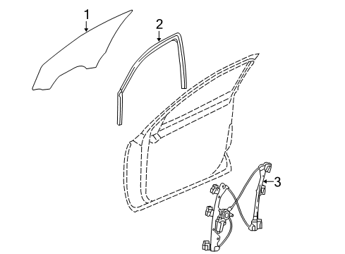 2005 Pontiac Grand Prix Front Door Weatherstrip Asm-Front Side Door Window Outer Diagram for 25849241