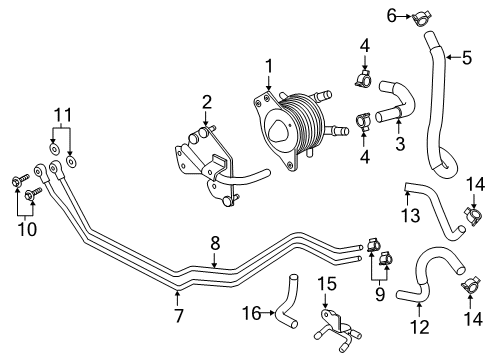 2017 Infiniti Q60 Oil Cooler Tube-Oil Cooler Diagram for 21621-4HK1B