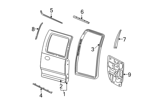 2003 Dodge Ram 3500 Rear Door Shield-Rear Door Diagram for 55276171AF