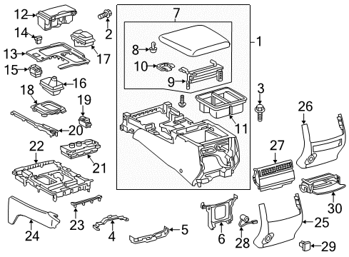 2018 Lexus LX570 Heated Seats Box Sub-Assembly, Console Diagram for 58901-60820-A5