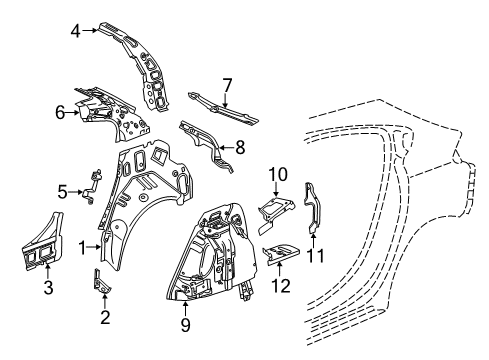 2018 Chevrolet Cruze Inner Structure - Quarter Panel Inner Wheelhouse Gusset Diagram for 13435324
