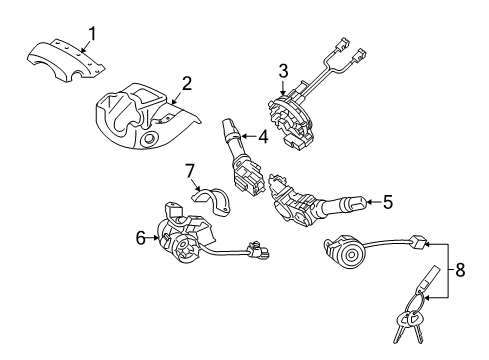 2011 Hyundai Tucson Shroud, Switches & Levers Key Sub Set-Steering Lock Diagram for 81900-2SA00