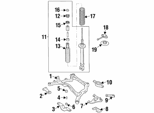 1993 Nissan 300ZX Rear Suspension Components, Lower Control Arm, Upper Control Arm, Ride Control, Stabilizer Bar Cover-Bumper Diagram for 55248-30P00