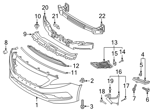 2016 Hyundai Sonata Fog Lamps Rail Assembly-Front Bumper Diagram for 86530-E6100
