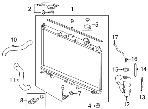 2019 Acura TLX Powertrain Control Radiator Complete Diagram for 19010-5A2-A03