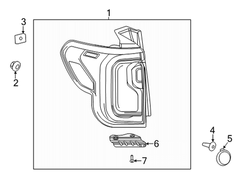 2022 GMC Acadia Tail Lamps Tail Lamp Diagram for 84863046