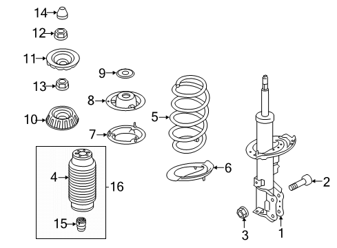 2018 Kia Rio Struts & Components - Front Bolt Diagram for 517572D000