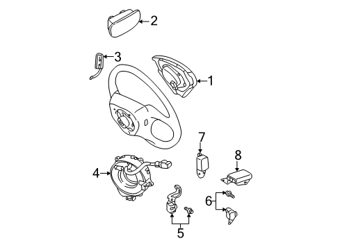 2002 Lexus RX300 Air Bag Components Sensor, Air Bag, Front RH Diagram for 89173-49145