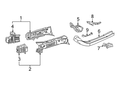 2021 Toyota Venza Structural Components & Rails Plate Diagram for 57014-42010