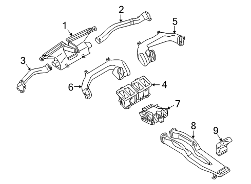 2009 Infiniti EX35 Ducts Duct Heater Diagram for 27830-JK600