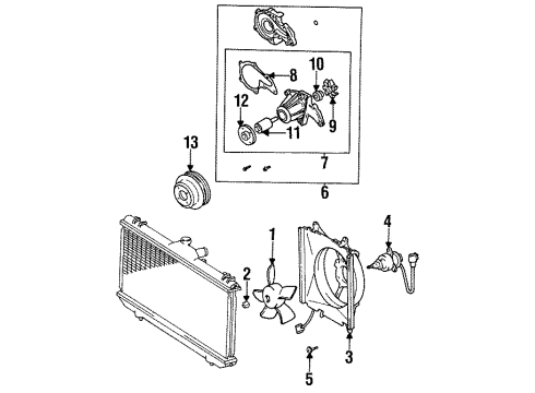 1996 Toyota Corolla Water Pump, Cooling Fan Water Pump Assembly Diagram for 16100-19305-83