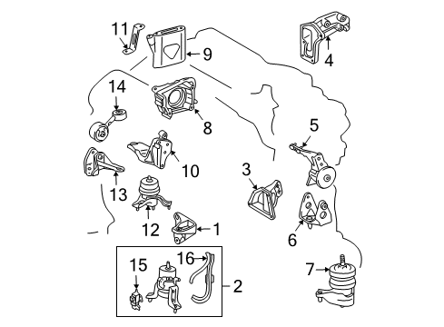 2005 Lexus RX330 Engine & Trans Mounting Rod, Engine Moving Control Diagram for 12363-20110