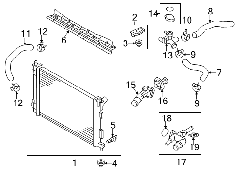 2015 Kia Rio Radiator & Components Bracket Assembly-Radiator Diagram for 253331W000