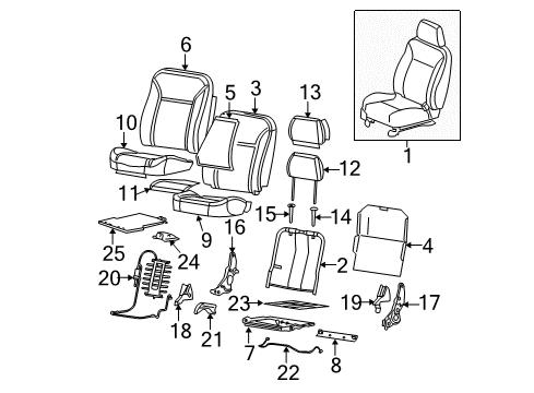 2012 Chevrolet Colorado Front Seat Components Seat Back Frame Diagram for 19257277