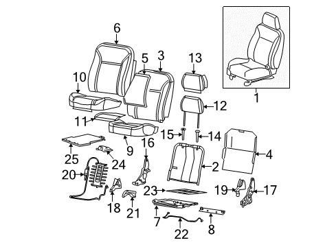 2005 GMC Canyon Heated Seats Headrest Cover Diagram for 89041532