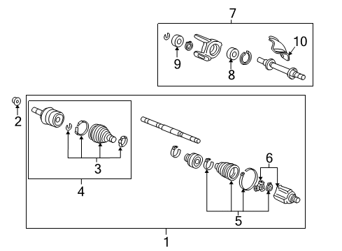 2015 Honda Civic Drive Axles - Front Joint Set, Outboard (Gkn) Diagram for 44014-TR4-A91