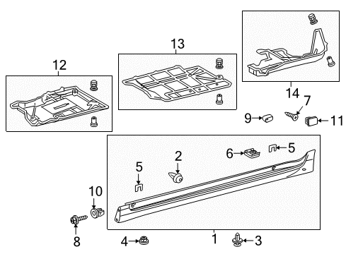 Diagram for 2016 Lexus CT200h Exterior Trim - Pillars, Rocker & Floor 