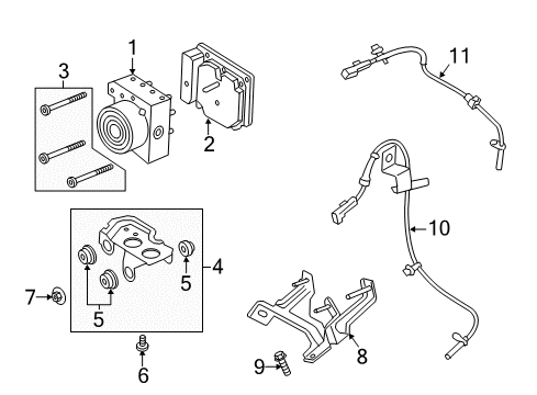 2018 Ford Fusion ABS Components Module Bolt Diagram for EG9Z-2M101-A