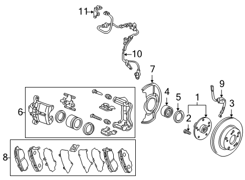 2002 Honda Accord Brake Components Hose Set, Left Front Brake Diagram for 01465-S84-A01