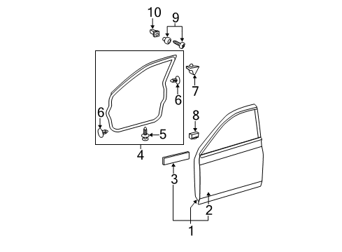 2011 Toyota Avalon Front Door Regulator Diagram for 69801-AC020