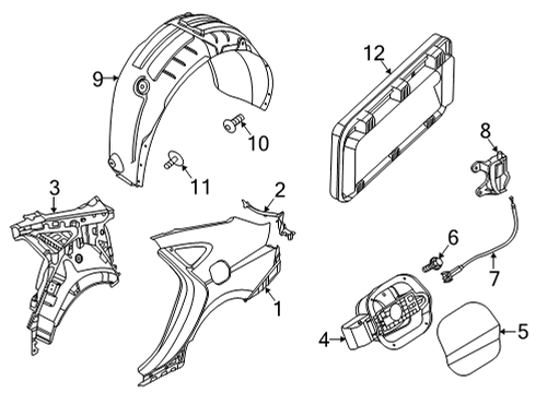 2020 Hyundai Sonata Quarter Panel & Components Guard-Rear Wheel, LH Diagram for 86821-L0000