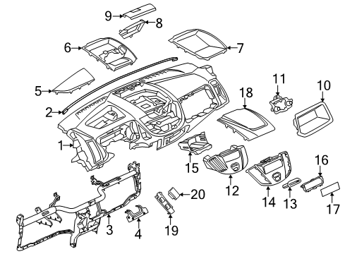 2018 Ford Transit-350 Instrument Panel Components Lower Cover Diagram for BK3Z-6104371-DA