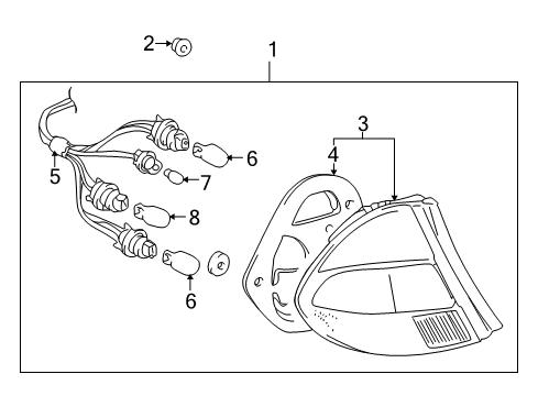 2001 Toyota Prius Bulbs Tail Lamp Assembly Diagram for 81560-47030