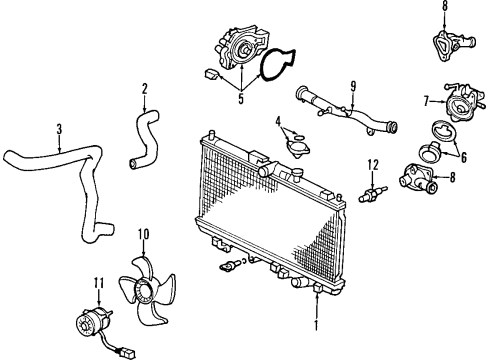 2001 Honda Prelude Powertrain Control Motor, Cooling Fan Diagram for 19030-P5M-004