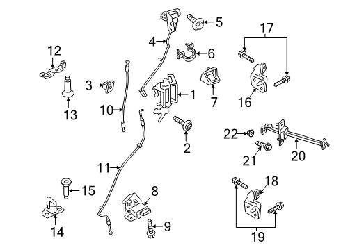 2021 Ford Ranger Rear Door Latch Cover Diagram for AB3Z-21243B42-A