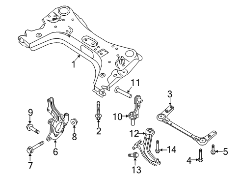 2013 Nissan Sentra Front Suspension Components, Lower Control Arm, Stabilizer Bar Bolt Diagram for 54459-AX03B