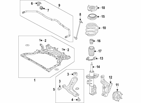 2021 Hyundai Elantra Front Suspension, Lower Control Arm, Stabilizer Bar, Suspension Components STRUT Assembly-FR, LH Diagram for 54650-BYBB0