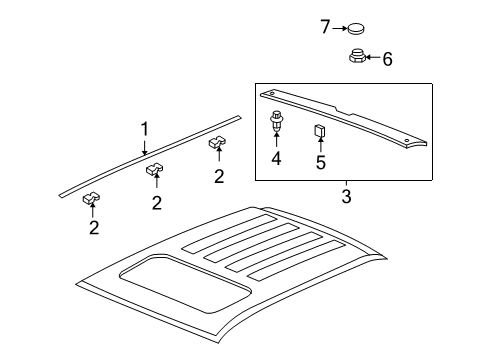 2007 Honda Ridgeline Exterior Trim - Roof Garnish Set, RR. Roof *B533M* (Include Antenna) (STEEL BLUE METALLIC) Diagram for 74300-SJC-305ZA